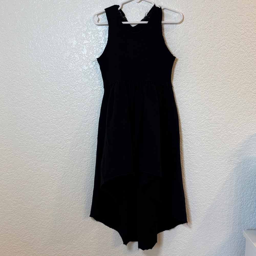 Girls Black Sleeveless High-Low Party Dress
